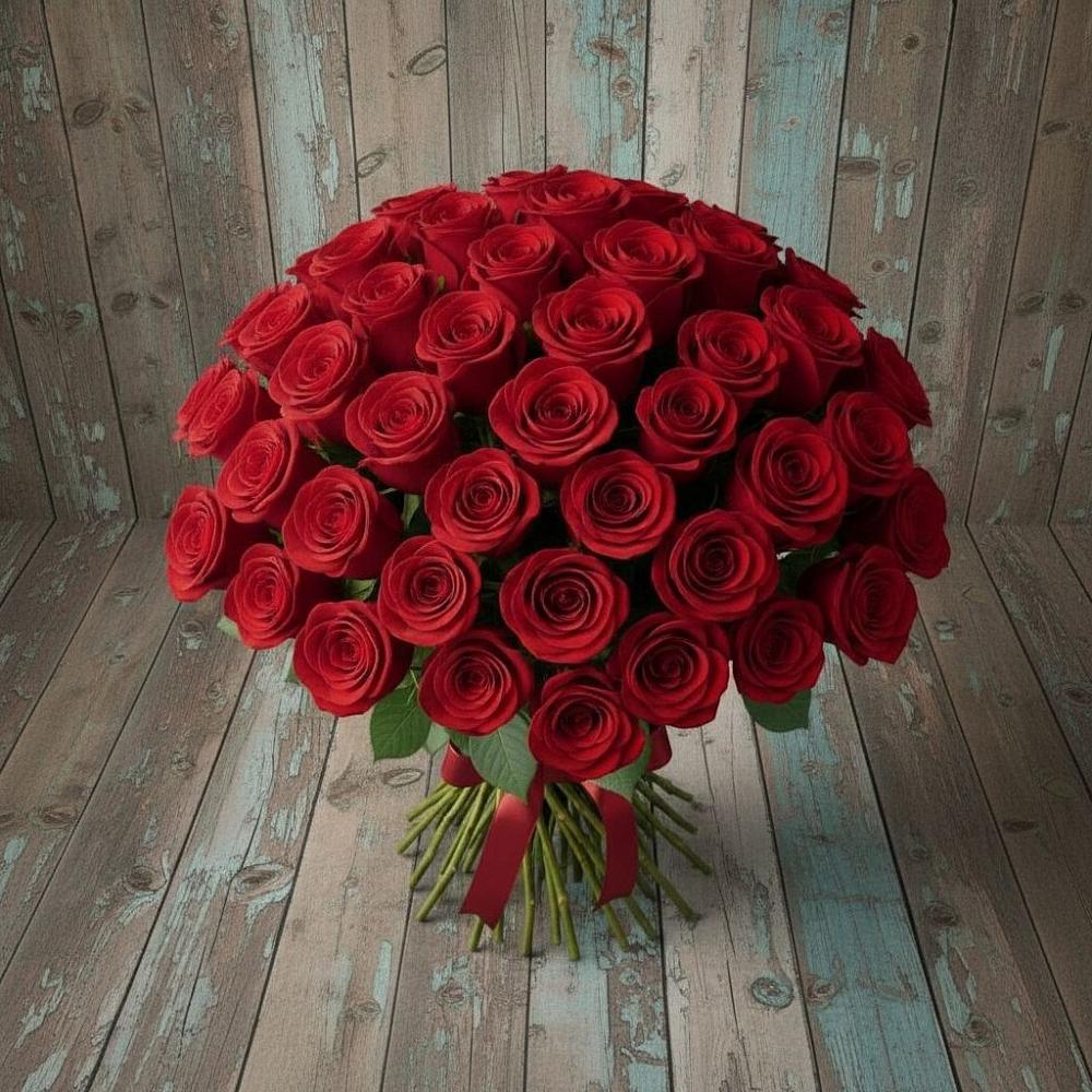 Букет 55 Красных роз Фридом в Жучки