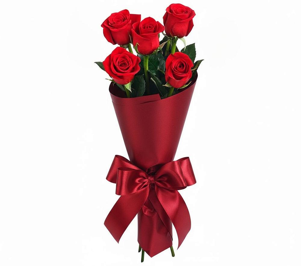 Букет 5 Красных роз Эдлесс Лав в Жучки