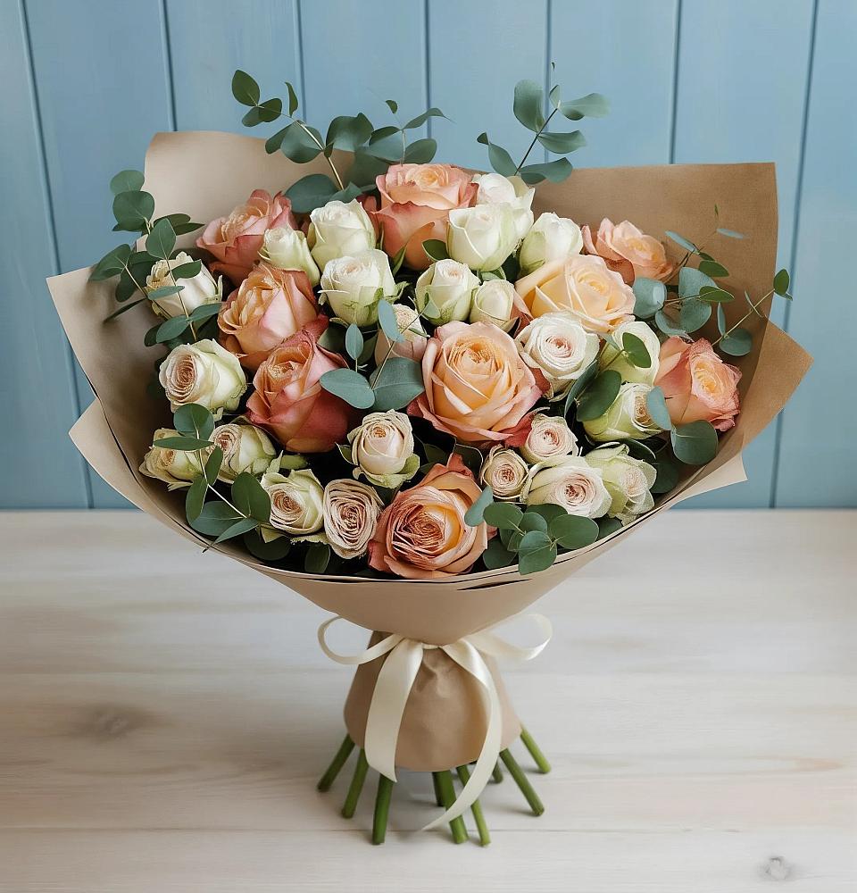 Букет цветов из: Альстромерии и Розы в Жучки