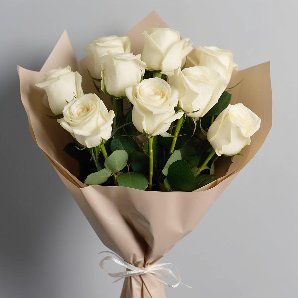 Букет 9 Белых роз Эдлесс Лав в Жучки