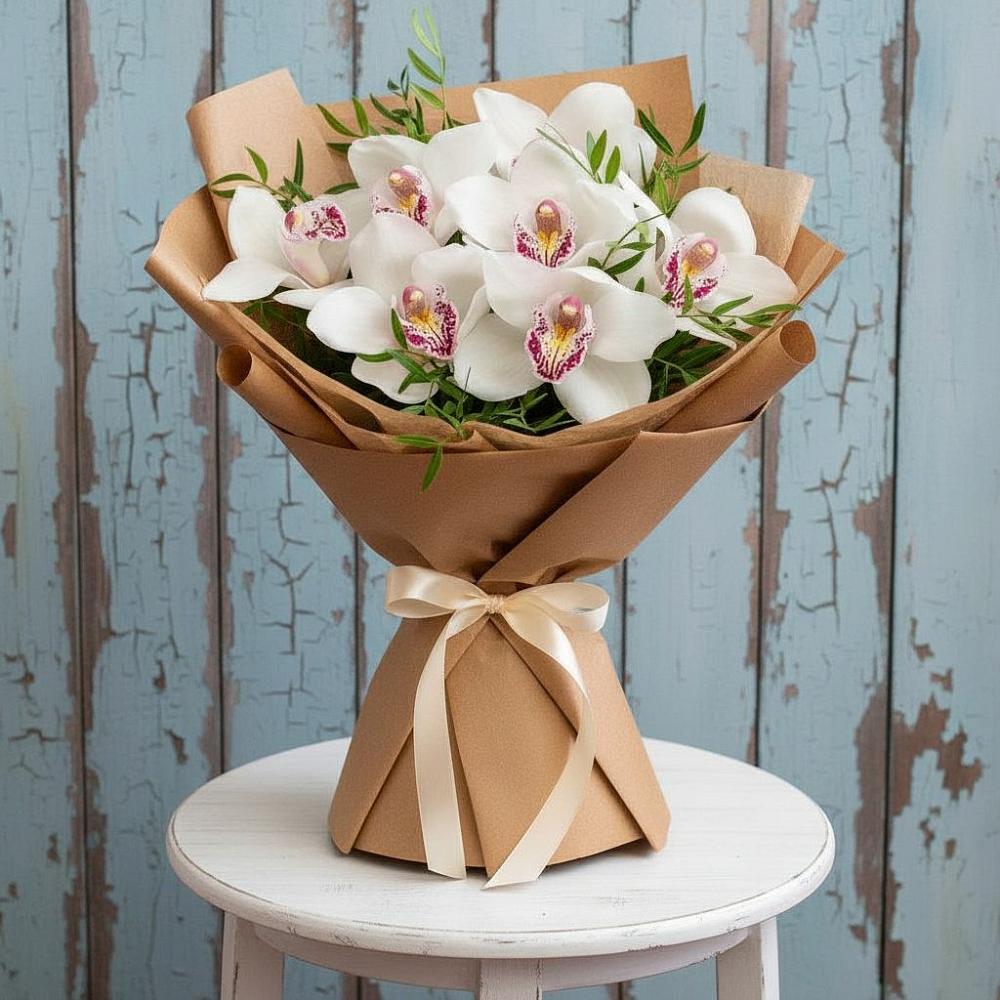 Букет цветов из: Орхидеи и Розы в Жучки
