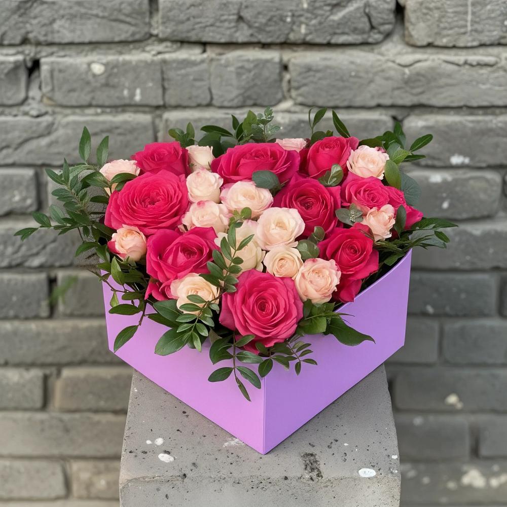 Цветочная композиция из Розы в коробке в Жучки