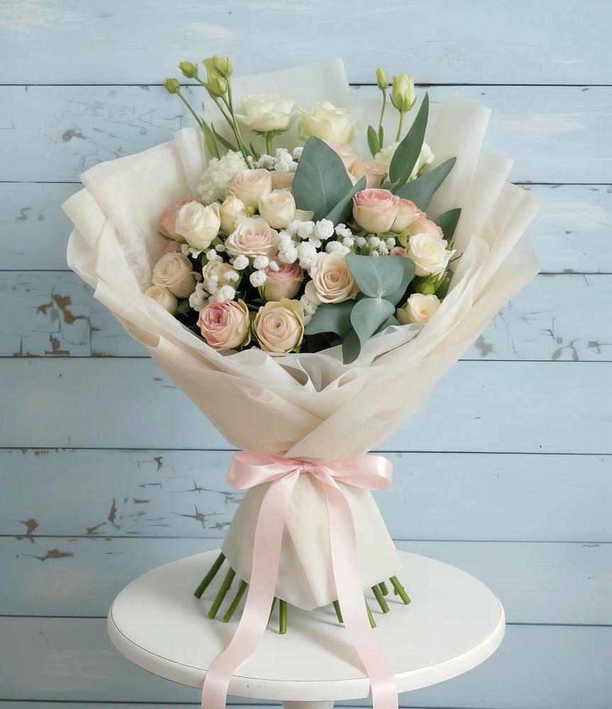 Букет цветов из: Розы и Лизиантусы в Жучки