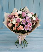 Букет цветов из:  Хризантемы, Розы и Альстромерии #REPLACE_PRED# Жучки