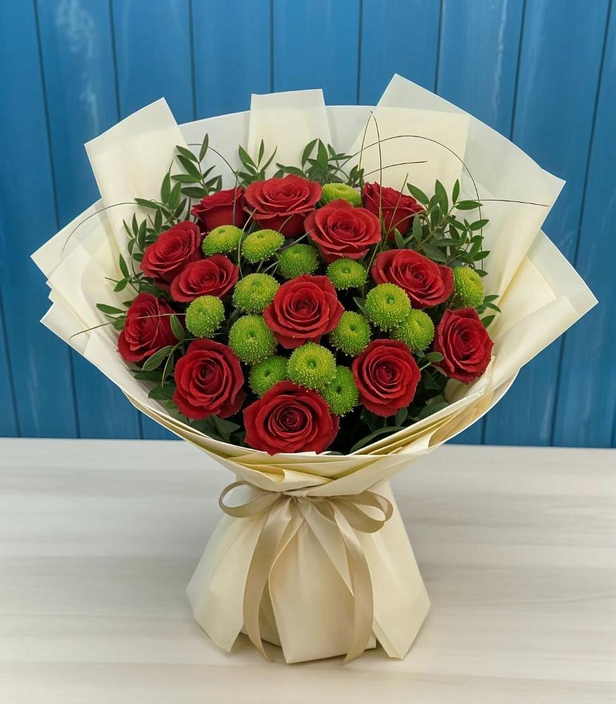 Букет цветов из: Розы и Хризантемы в Жучки